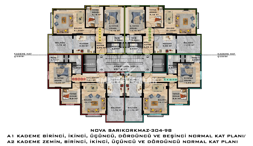 Kdz. Ereğli Sarıkokmaz Lojmanlar Üstü | Projeden Satılık 2+1 Ebeveyn Banyolu Daire