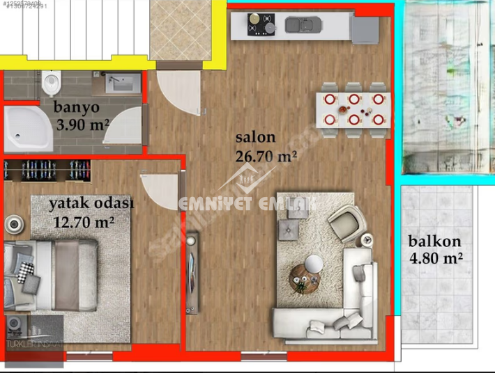 Ereğli Kemer Okullar Bölgesi’nde Sıfır, Oturuma Hazır, 1+1 Daire