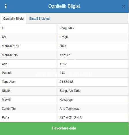 KDZ. EREĞLİ ÖREN’DE 10.000 m² HİSSELİ SATILIK BAHÇE VE TARLA PAYI