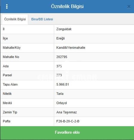 ZONGULDAK EREĞLİ KANDİLLİ’DE 5.966 m² YATIRIMLIK TARLA