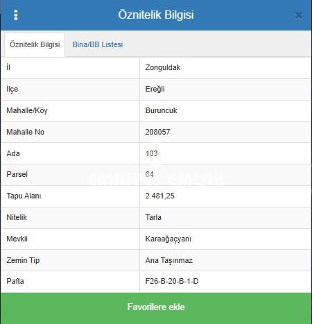 KDZ. EREĞLİ BURUNCUK | DENİZ MANZARALI SATILIK TARLA