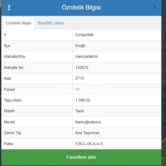 KDZ Ereğli Hamzafıkılı 1000 m2 Arsa